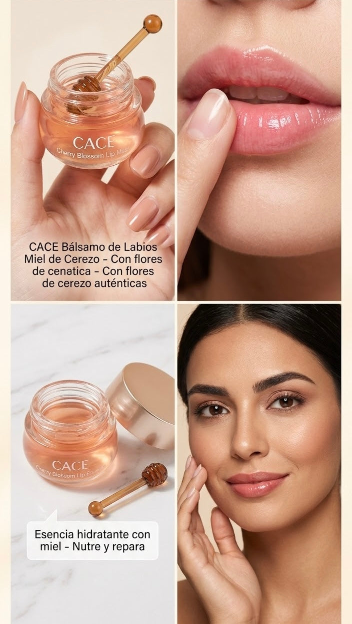 Aceite Bálsamo Labial CACE Miel y Cereza – Hidratante y Brillo Labial de Larga Duración