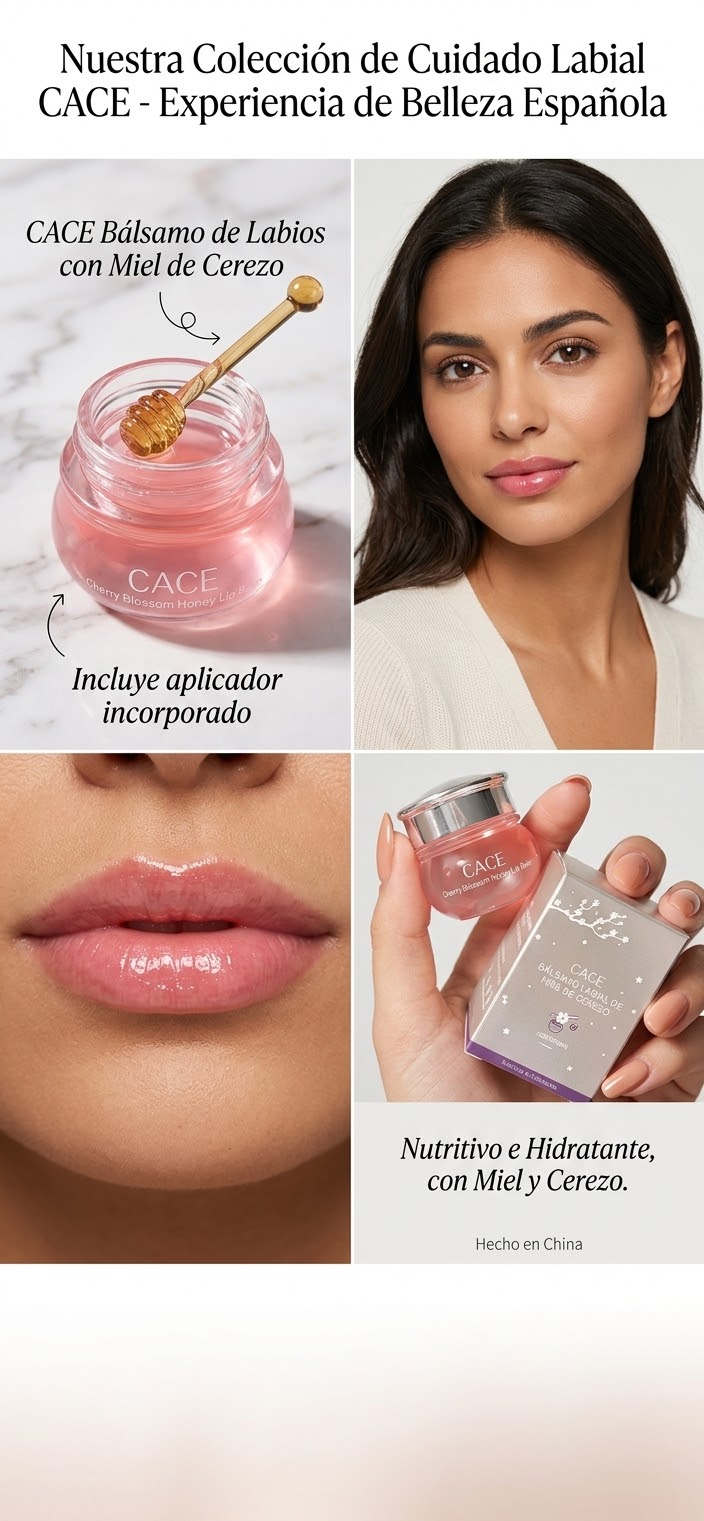 Aceite Bálsamo Labial CACE Miel y Cereza – Hidratante y Brillo Labial de Larga Duración